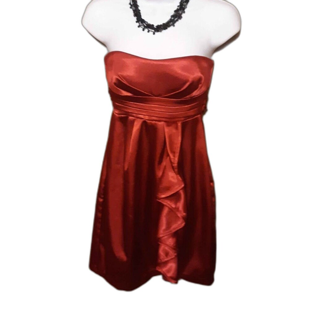 Y2K My Michelle Red Formal Strapless Shiny Party Dress size 1